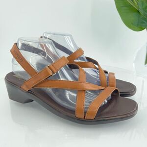 Mephisto France Women's Sandal Size 42 12 Block Heel Slingback Brown Leather